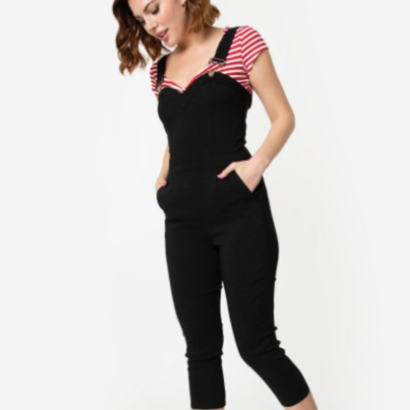 black capri overalls